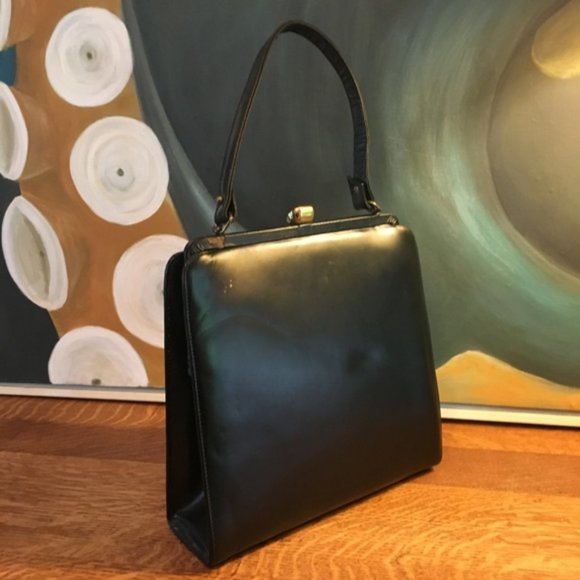 Vintage Black Mid Century Handbag Animal P… - Picture 7 of 8